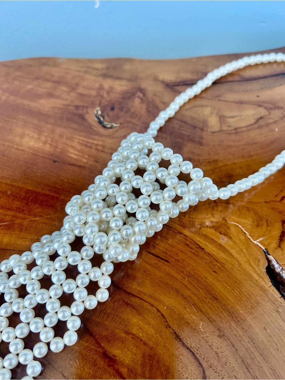 Vintage Cream Faux Pearl Multi-Strand Statement Necklace
